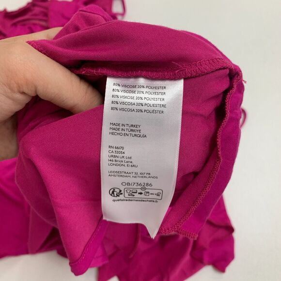 Anthropologie Asymmetrical Ruffle Cami Women XS Extra Small Raspberry Tiered - Picture 10 of 13